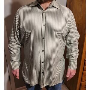 VINTAGE Banana Republic XL Pinstripe Button Down Y2K Preppy Career Classic Retro